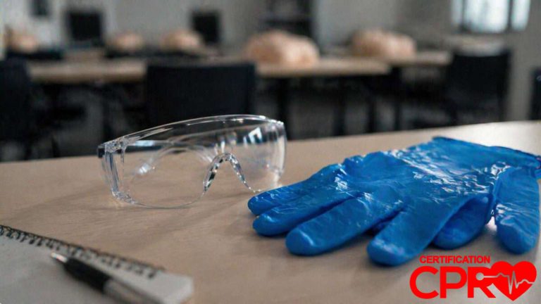 PPE gear for bloodborne pathogens training in CPR certification classes Atlanta.