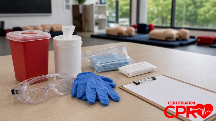 Bloodborne pathogens training supplies for CPR certification classes in Atlanta.