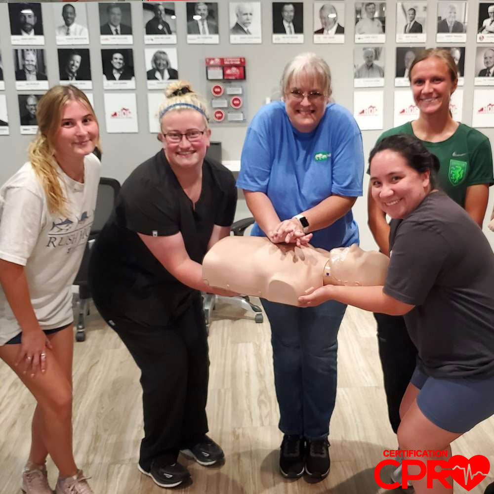 Group CPR training session in Atlanta with certification course.