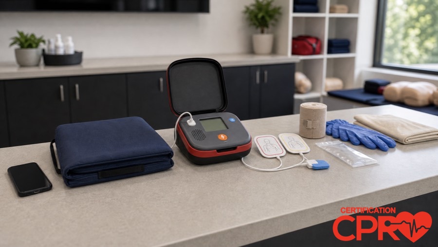 AED trainer and CPR classroom supplies for learning the Chain of Survival in Atlanta.